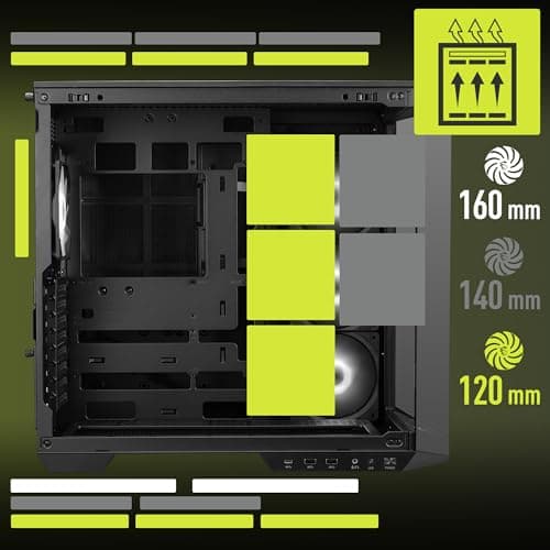 MSI MAG PANO 100R PZ - Premium Mid-Tower Gaming PC Case - Tempered Glass Side Panel - 4X ARGB 120mm Fans - Liquid Cooling Support up to 360mm Radiator - Black Color Case 4