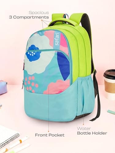 Safari Flur School Bag For Girls, Capacity - 36L, 3 Compartments Backpack For kids 5