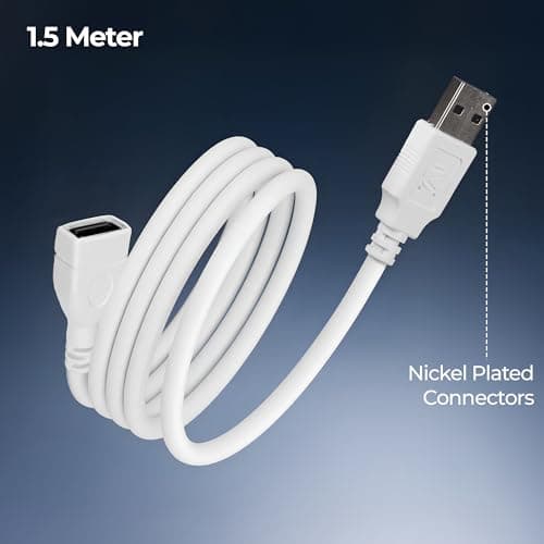 Zebronics USB Extension Cable, 1.5 Meter Length, 480Mbps Data Transfer, Full Copper Core, Nickel-Plated Connectors, Durable Build, For TV, Laptop, PC, Hard Drive, Gamepad (UEC15) 6