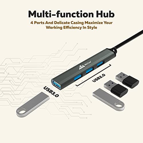 WeCool 4 Ports USB Hub (USB A to 4 USB-A Ports), 3 Ports USB 2.0 and 1 Port USB 3.0 for Super High Speed Data Transfer, USB hub 3.0 for pc, Laptop, HDD, Printer, Camera,Keyborad, Mouse 3