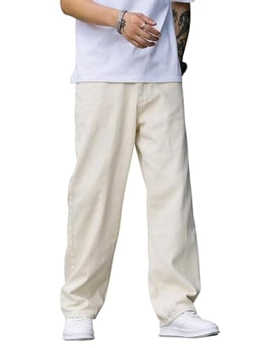 Men Straight Fit Beige Denim Jeans | Washed Casual Denim Pants | Comfortable Straight Leg Jeans for Men | Street Style & Office Casual Wear