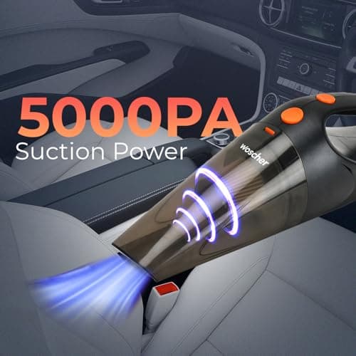 WOSCHER AutoVac Portable Car Vacuum Cleaner |110W | 5000PA Suction Power | Powerful Handheld Vacuums for Deep Cleaning Dirt, Dust, Pet Hair, Multipurpose Vacuum Cleaner with HEPA Filter | 12V | Black 4