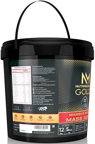 Nutrimuscle Massive GOLD Muscle Mass Gainer - 12 Lbs - 5.44 Kgs Choco Treat | Contains Complex Carbohydrates, BCAA, Digestive Enzymes & Essential Vitamins & Minerals | MADE IN INDIA 3