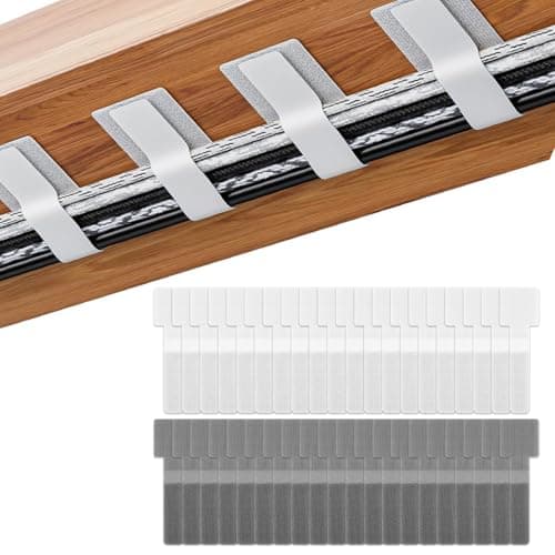 Serplex® 40Pcs Hook and Loop Cable Ties, Self Adhesive Hook and Loop Cable Straps, Reusable Wire Organizers for Cords, Cable Management Under Desk, Adjustable Cord Organizers for Desk, Home Office