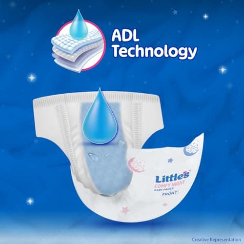 Little's Baby Diapers M Size (Medium) Pants Style | 7-12 kg |102 Count | Comfy Nights Baby Diaper Pants with Leakage Guard & Upto 12 Hours Absorption (34 Count, Pack of 3) 4