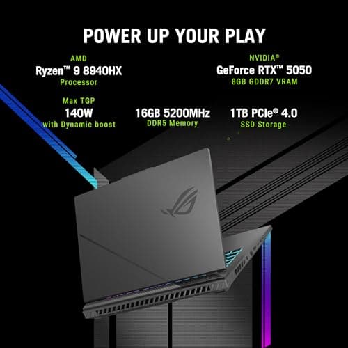 ASUS ROG Strix G16 (2025), AMD Ryzen 9 8940HX, RTX 5050-8GB, 16GB RAM, 1TB SSD, FHD+, 16", 40 cm, Windows 11 Home, M365 Basic(1yr)* Office24, Eclipse Gray, 2.5 Kg, G614PH-RV073WS, Gaming Laptop 2