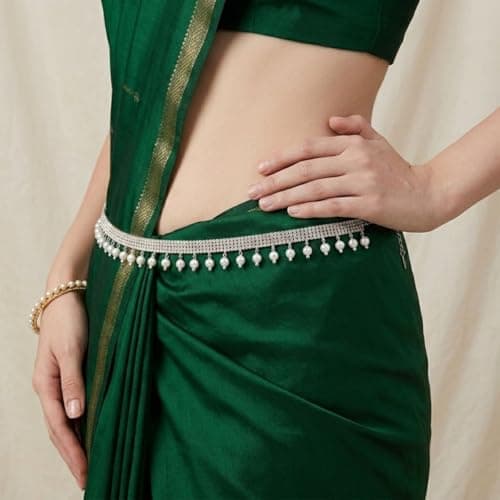 AccessHer Silver Plated Adjustable Waist Chain for Women & Girls | Kamarbandh with Gold Beads | Belly Chain Jewellery for Saree, Dresses & Jeans | Stylish Accessory 4