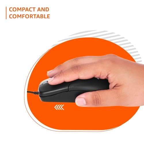 amazon basics Wired Mouse | 1000 DPI Optical Sensor | Plug and Play | Compatible with PC, Laptop (Black) 4