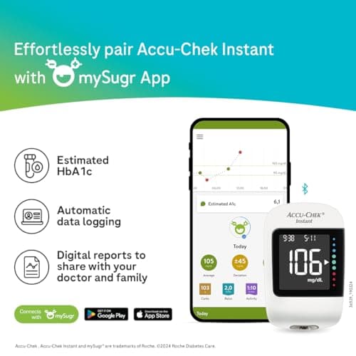 Accu-Chek Instant Blood Glucose Glucometer Kit with Vial of 10 Strips, 10 Lancets and a Lancing device FREE, White 2