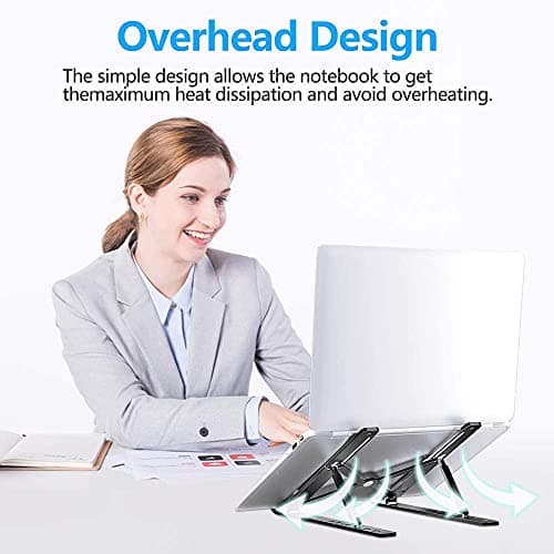 PLIXIO Aluminum Tabletop Laptop Stand Ergonomic Foldable Portable Laptop Stand Holder Compatible for MacBook, HP, Dell, Lenovo & All Other Notebook (Black) 2