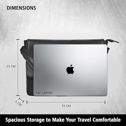 Giordano Unisex Professional 14 inch Laptop Messanger Bag with Spacious Compartment, Adjustable Shoulder Strap | PU Leather Bag For Men & Women, Black 4