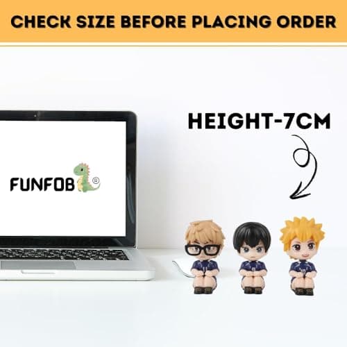 Blue Aura Haikyuu Action Figures Set of 3 Chibi Style Height-7cm Multi Colour PVC | Boys Mini Sitting Set of 3 Haikyuu Blue Team 2