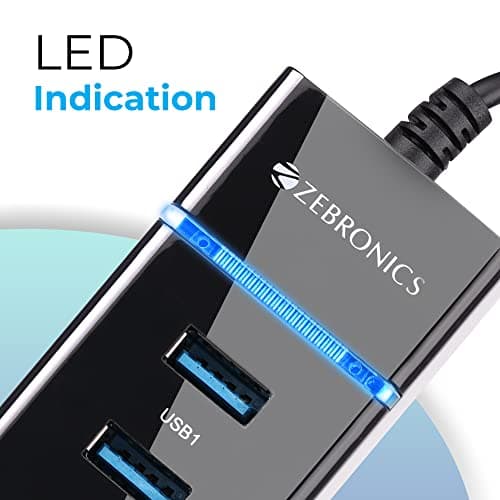 Zebronics 300HB 4 Port USB 3.0 Hub with Hi-Speed Data Transfer, LED Indication, 15cm Cable, Backward Compatible, Multi Device Connection, Plug Play Usage, Glossy Finish and Lightweight Design 5