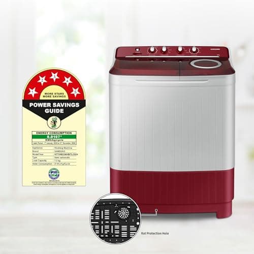Samsung 7.5 Kg Inverter 5 Star Semi Automatic Top Load Washing Machine (WT75B3200RR/TL, Light Grey & Red Base, Air turbo drying, 5 Year Warranty on Wash Motor) 6