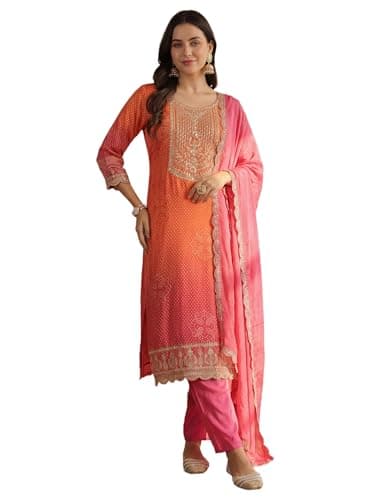INDO ERA Women's White Pure Cotton Floral Printed Flared Fusion Kurta & Pant Set