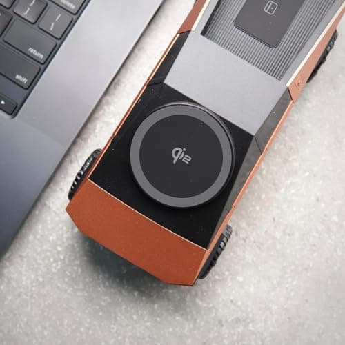 UPFATE Qi2 3-in-1 Wireless Charging Station | Fast Charger for Smartphone, Smartwatch & Earbuds | Cybertruck Inspired Futuristic Design with LED Indicator | Foldable Magnetic Charging Dock (Orange) 2