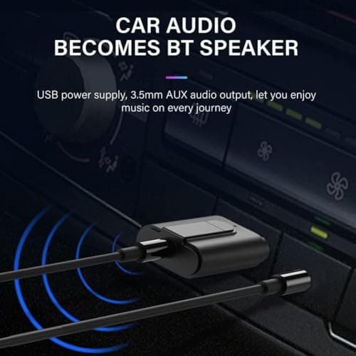 Laptrix 2 in 1 Bluetooth 5.0 Transmitter Receiver 3.5mm Stereo Audio Adapter with Mic Portable Design | Driverless Plug and Play Easy Slide Switch Mode 50m Range Compatible with Car, Aux 5