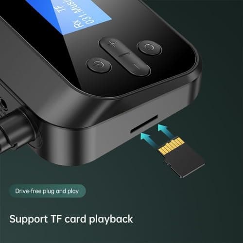MICROWARE 2 in 1 Bluetooth TV Transmitter Receiver, Bluetooth 5.0 Audio Adapter for 2 Headphones Home Stereo with LCD Display Adjustable Volume, 3.5mm Aux RCA Optical,Black 4