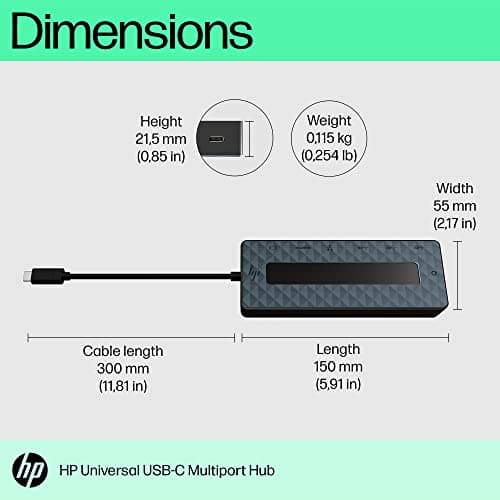 HP Universal USB-C Multi-Port Docking Station Equipped with USB-C, USB-A, RJ45 Ethernet Port, HDMI, Display Port Support Upto Two 4K Displays 5