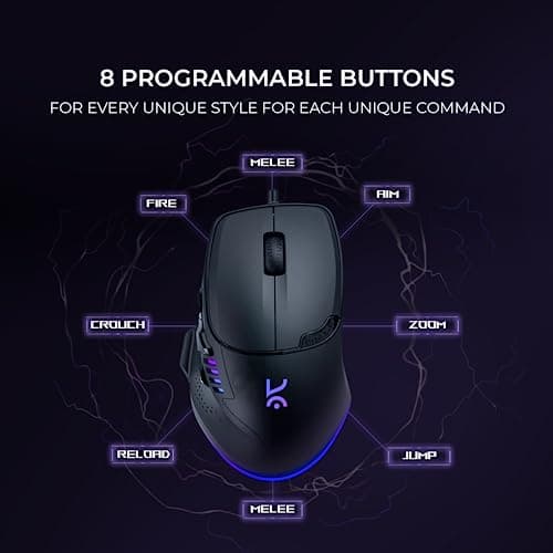 Kreo Hawk Gaming Mouse with Programmable Buttons & RGB Lighting | Top Pixart Sensor | Adjustable DPI with 1.5m Long Braided Cable and Optical Sensor | Lightweight & Durable (Hawk- Black) 3