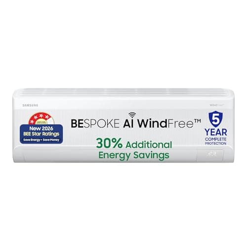 Samsung 1.5 Ton 4 Star Bespoke AI WindFree Inverter Smart Split AC (2026 Model, WiFi, Energy Saving, Voice Control, Powerful Cooling, Digital Inverter, 4 Way swing, 5 Step Convertible, AR60H19D1AWNNA)
