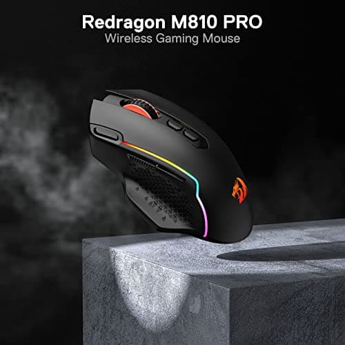 Redragon M810 Pro Wireless Gaming Mouse, 10000 DPI Wired/Wireless Gamer Mouse w/Rapid Fire Key, 8 Macro Buttons, 45-Hour Durable Power Capacity and RGB Backlit for PC/Mac/Laptop 2
