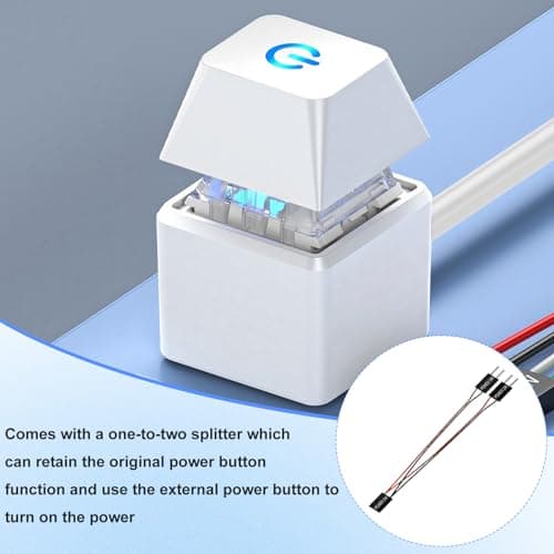 TecoKart® PC Power Button, 2 Meter External Desktop Computer Power Switch, CPU Power Switch, On/Off Power Supply Control Adapter Cable for PC Case, Computer Parts Accessories, White 6