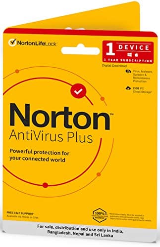 Norton Antivirus Plus | 1 User 1 Year |Includes Advanced AI Scam Protection, Additionally Includes Smart Firewall, Password Manager & PC Cloud Back Up| PC or Mac
