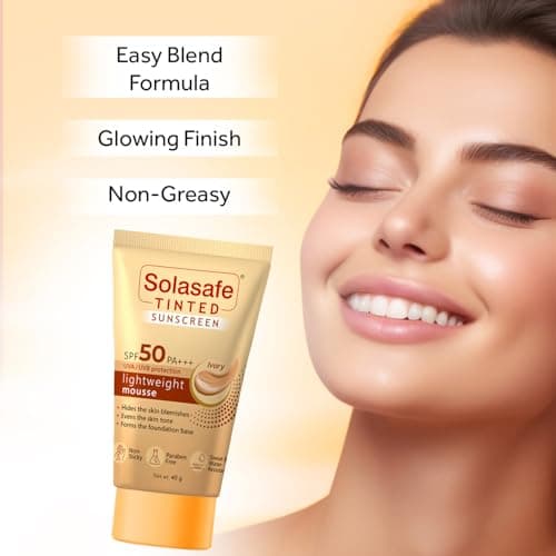Solasafe Tinted Ivory Sunscreen SPF 50 | Broad Spectrum Protection | Lightweight Formula | Suitable for All Skin Types | 5