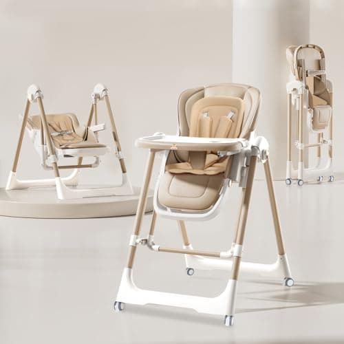 Infantso SWINI (5-in-1) Multifunctional Baby High Chair with Swing for Baby, Adjustable Height, Dual Tray, Reclinable Backrest & Footrest | Baby Feeding Chair for 6 Months - 5 Years Kids, Portable & F