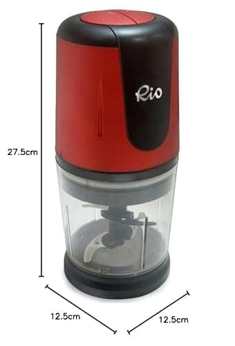 MAGGI Rio Electric Chopper For Kitchen 250 Watts Dual Speed, Copper Motor, 700 ML Capacity To Chop, Blend, Grind, Mince, Mini Food Processor Vegetables Chopper, Four Stainless Steel Blade (Mettalic) 4