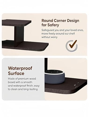 NOYOTA Wooden Floating TV Entertainment Unit - Wall Mounted Stand for Set Top Box, Wall Hanging Storage Shelf/Cabinet/Rack for Home, Bedroom, Living Room – Brown 3
