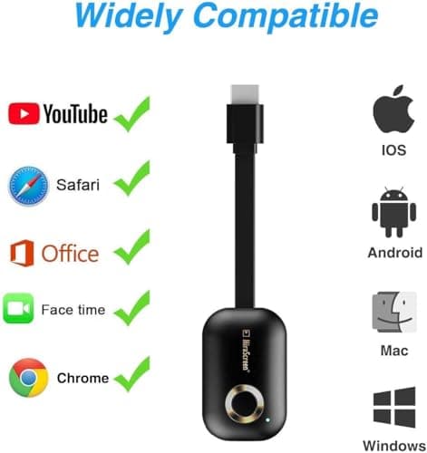 ETZIN 4K Wireless HDMI Display Dongle | Wi-Fi Screen Mirroring Adapter for TV/Projector/Monitor | Supports Miracast, DLNA, Airplay | Compatible with Android, iOS, Windows, etc. 3