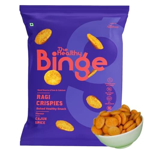The Healthy Binge Ragi Baked Chips Cajun Spice – Healthy Snacks | Baked Snacks | No Palm Oil | Protein Rich | Healthy Snacks for Kids and Adults 40g