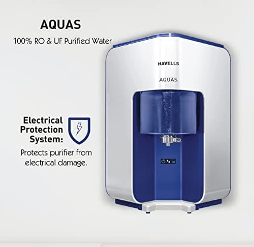 Havells AQUAS Water Purifier (White and Blue), RO+UF, Copper+Zinc+Minerals, 5 stage Purification, 7L Tank, Suitable for Borewell, Tanker & Municipal Water 2