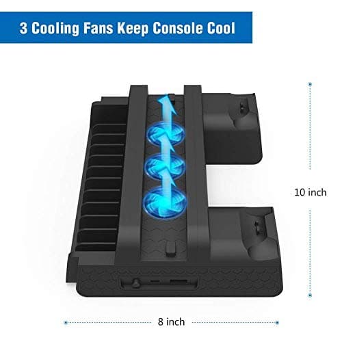 New WorldPlaystation 4 PS4 PS4SLIM PS4 PRO MultiFunction Console Vertical stand with cooling fan and charging dock and disc stand( Stand Only Console ,controller not included) 6
