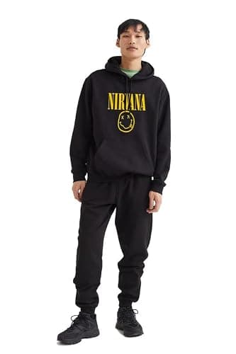 THE DUFFERS | Nirvana Hoodie for Men's & Women's Cotton Hooded Hoodies Sweatshirt Unisex Black 2