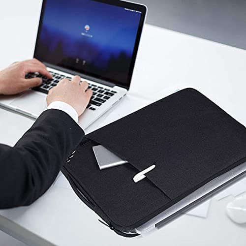 Dynotrek Zipper 13-13.3 inch Laptop Sleeve Bag Case Cover with Charger Pouch Compatible with MacBook Air/Pro 13/Pro 14 M5 M4 M3 M2 M1, HP Dell ASUS Lenovo, Milanch Computer Sleeve Bag -Charcoal Black 5