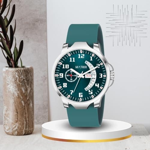 Matrix Classic 2.0 Day & Date Analog Watch with Softest Silicone Strap for Men & Boys (Teal) 2