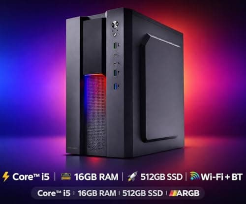 (Core i5-4590 Desktop PC)|16GB RAM | 512GB SSD | HDMI | VGA | USB 3.0 |RGB Light |Gigabit LAN| WiFi+Bluetooth|Windows 11 Ready |Office 19 |High-Performance Office & Home PC 2