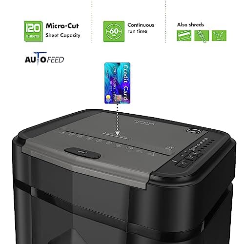 Aurora Professional Grade AU125MA 120-Sheet Auto Feed High-Security Micro-Cut Paper Shredder/60 Minutes/Security Level P-5 2