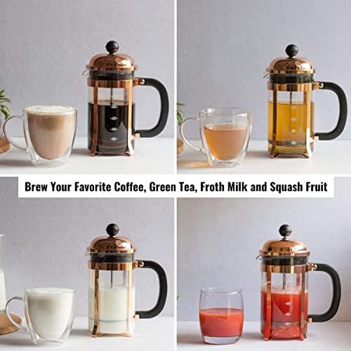 Brigattes French Press Coffee Maker with 4 Part Superior Filtration 500 ML Coffee Maker Machine,Coffee Kettle electric,Moka Express Espresso Maker/Percolator/Stovetop/filter Coffee Maker [COPAR] 4
