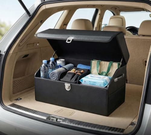 YOURKARTS.COM Car Trunk Storage Organizer | Foldable with Lid & Multi Compartment Storage Box | Car Accessories Organizer for All Cars, Large Boot Space Dicky Organiser (53 x 31 x 30 cm, Pack of 1)