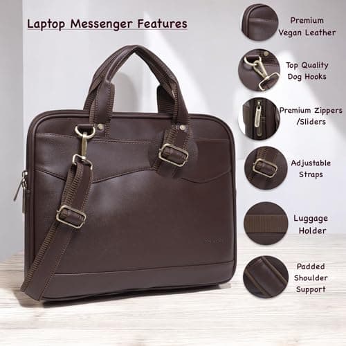Pramadda Pure Luxury Vegan Leather Slim Laptop bags for man office use 15.6 inch | Work Messenger Bags for Men and Women | Corporate Gift For Employees, Clients. 2