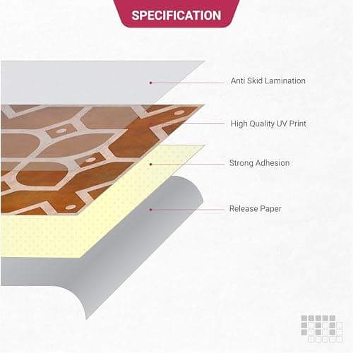 Mosaicowall DIY Peel and Stick Self Adhesive Floor Tile Stickers for Kitchen, Living Room | Antiskid Flooring Tile FST005 6 X 6 Inches (Pack of 12) 5