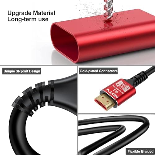 Storite 8K High Speed HDMI 2.1 Cable with Ethernet - 5 Meter UHD Resolution 8k@60Hz,4K@120Hz, 48 Gbps Fast Transmission for Video and Sound Quality, eARC, 3D, Compatible with HDMI Enabled Devices 4
