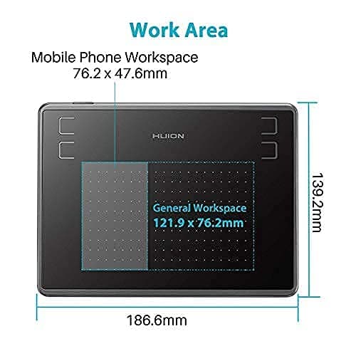 Huion H430P OSU Graphics Drawing Tablet with Battery-Free Stylus 4.8x3 inch Working Area 4 Press Keys Support Work from Home Distance Education Compatible with Android Linux Windows and Mac 2