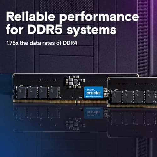 Crucial RAM 32GB DDR5 5600MT/s (or 5200MT/s or 4800MT/s) Desktop RAM Memory CT32G56C46U5 2