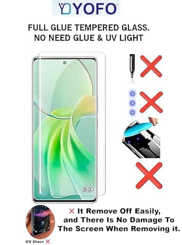 YOFO Premium HD+ Full Glue Tempered Glass For Motorola Edge 60 Fusion Full Glue Curved Glass 100% Fingerprint Working with self installation kit (NON UV GLASS) 5
