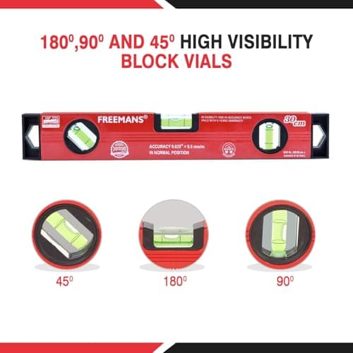 FREEMANS Box Section Aluminum Spirit Level with Magnet 30cm 2
